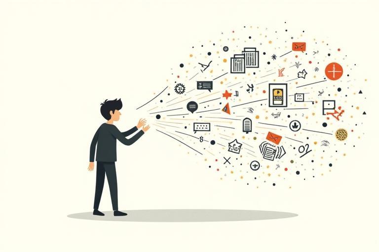 Illustration representing communication barriers or noise preventing a message from getting through effectively.
