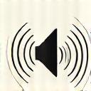 Icon representing sound waves emanating from a source.
